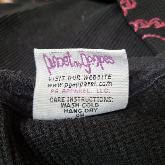 Planet Of The Grapes Men Shirt 3XL‎ Black Waffle Knit Long Sleeve Logo Tee - Picture 3 of 8